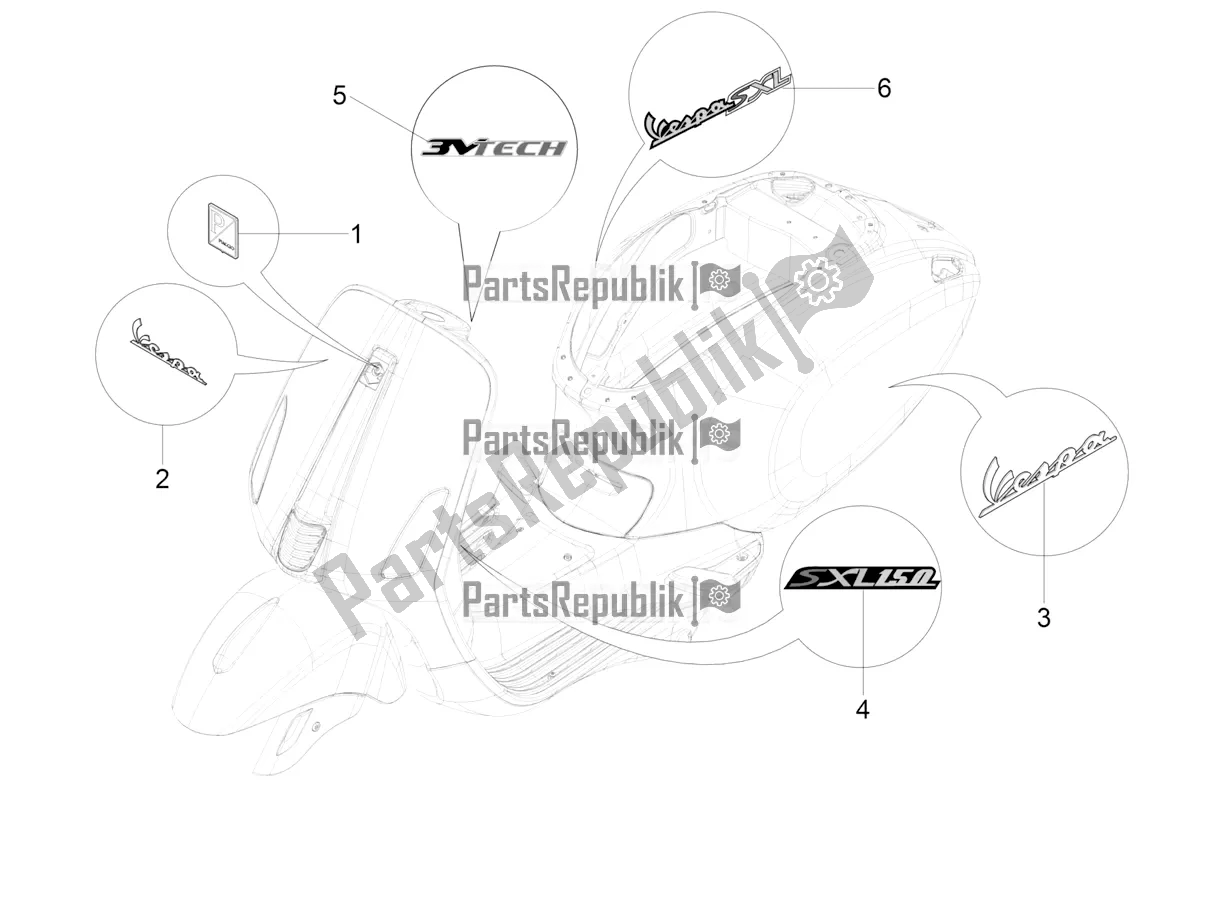 Wszystkie części do Talerze - Emblematy Vespa SXL 150 4T 3V Apac 2020