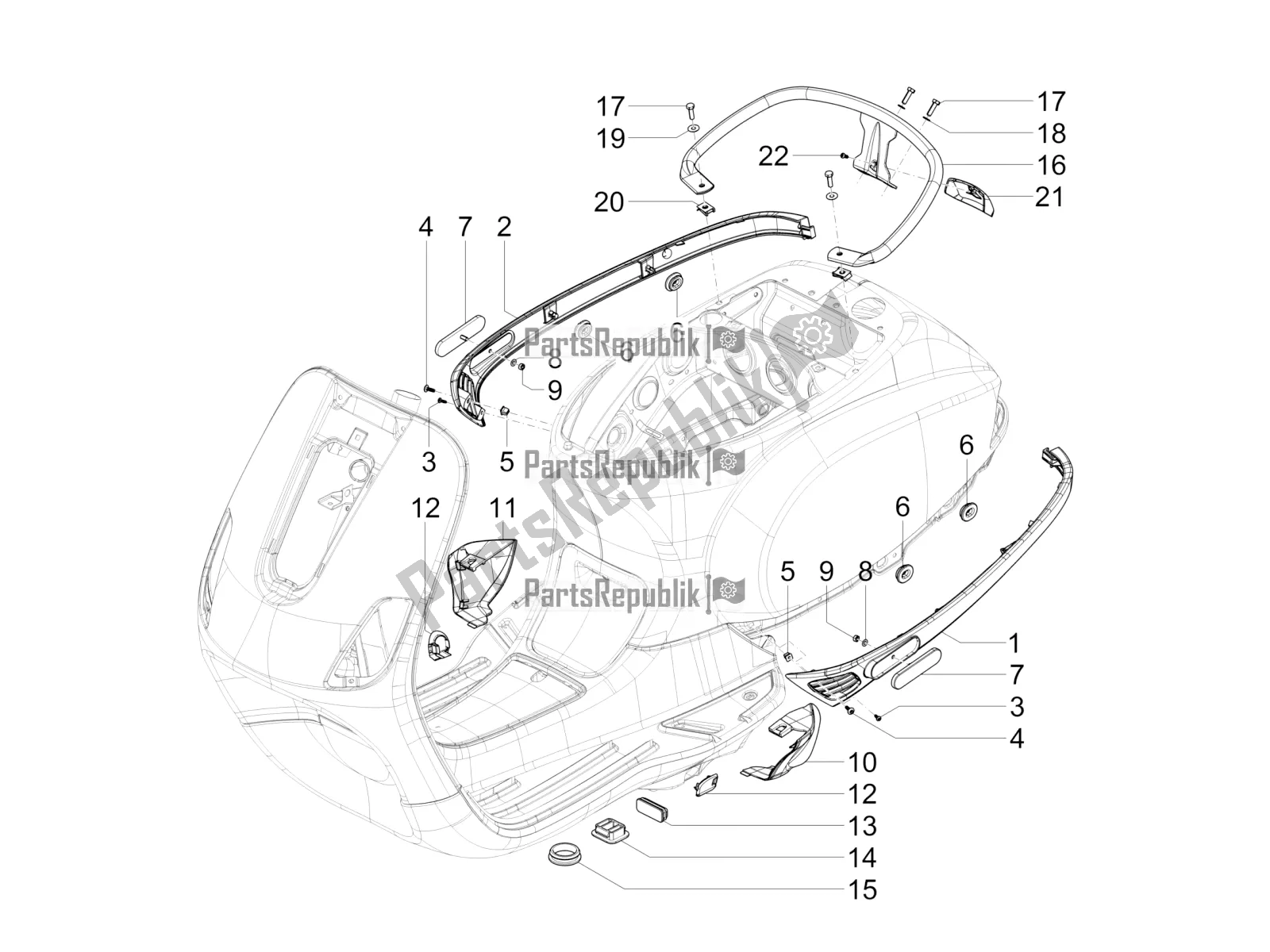 Todas las partes para Cubierta Lateral - Alerón de Vespa SXL 150 4T 3V Apac 2020