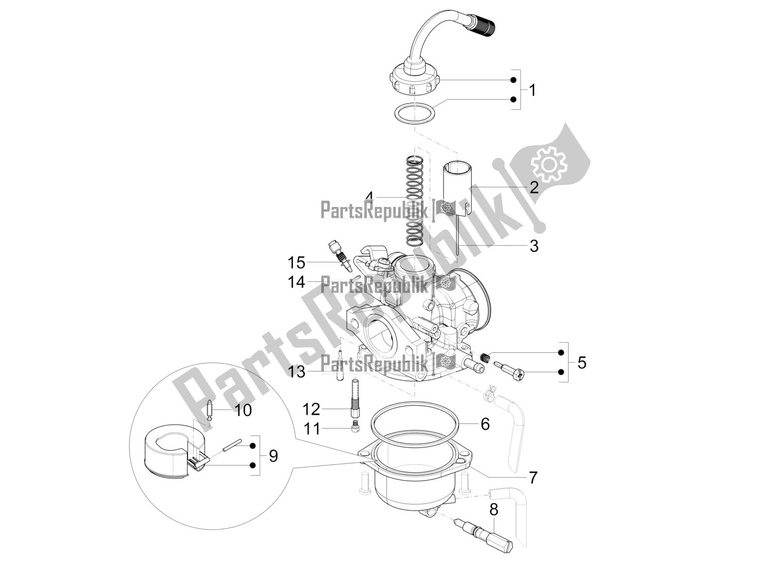 Toutes les pièces pour le Composants Du Carburateur du Vespa SXL 150 4T 3V Apac 2021