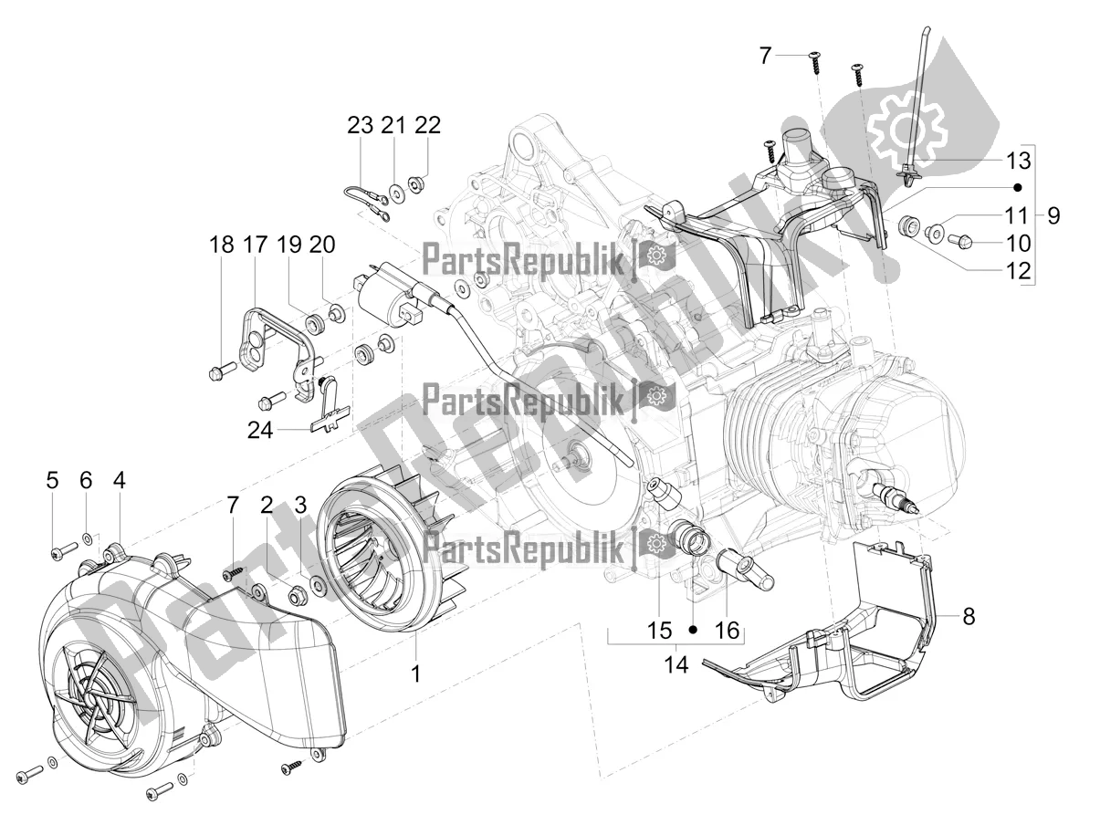 Toutes les pièces pour le Couvercle Magnéto Volant - Filtre à Huile du Vespa SXL 150 4T 3V Apac 2021