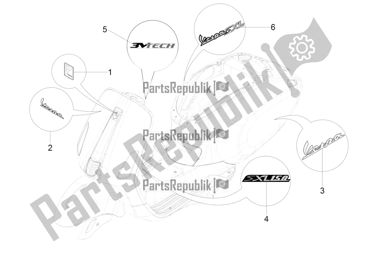 Toutes les pièces pour le Plaques - Emblèmes du Vespa SXL 150 4T 3V Apac 2021