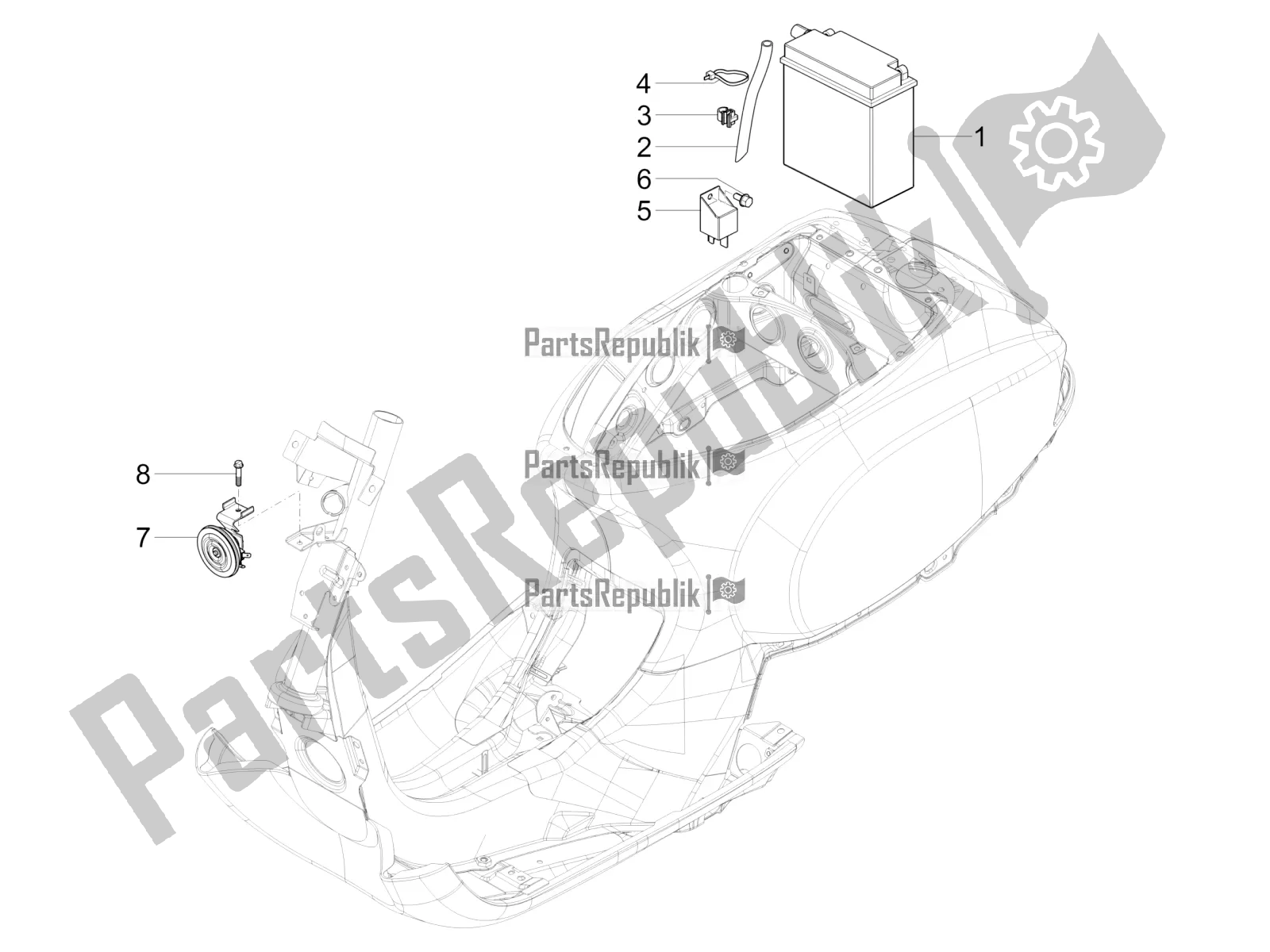 All parts for the Remote Control Switches - Battery - Horn of the Vespa SXL 150 4T 3V Apac 2021