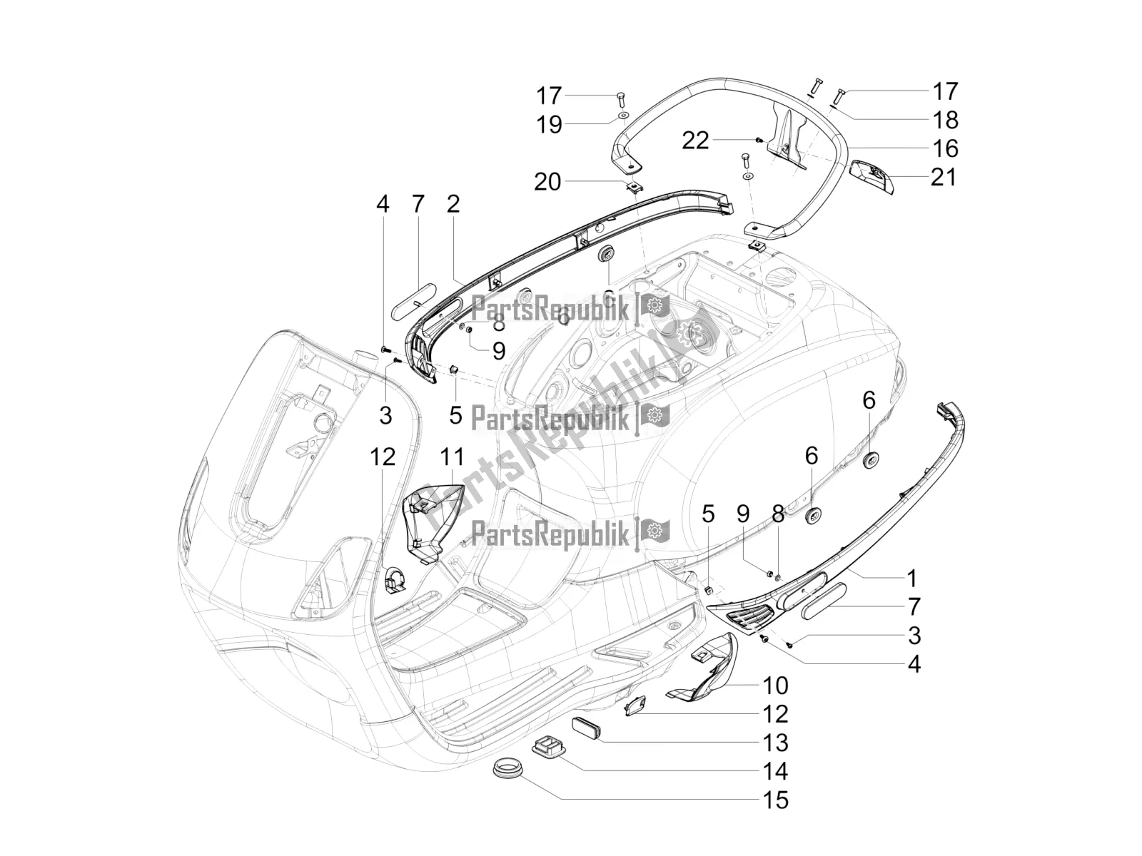 Toutes les pièces pour le Couvercle Latéral - Spoiler du Vespa SXL 150 4T 3V Apac 2021