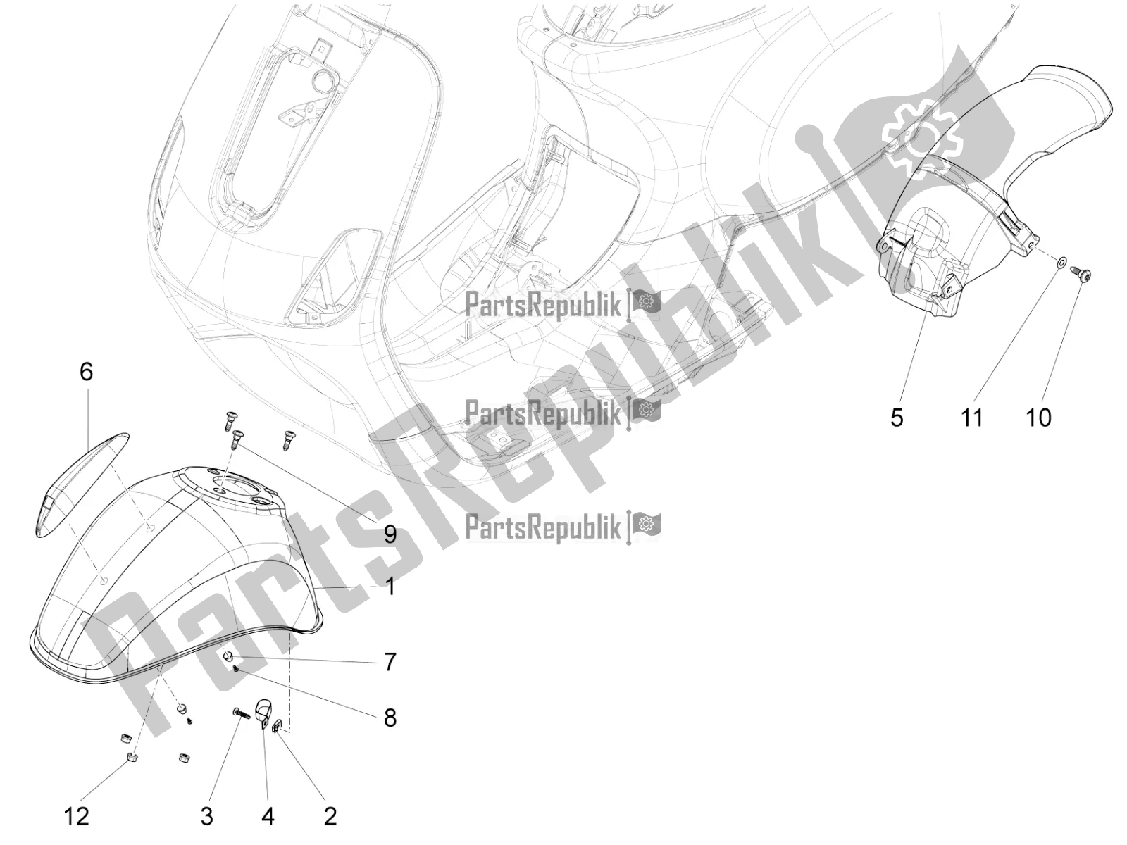 Toutes les pièces pour le Logement De Roue - Garde-boue du Vespa SXL 150 4T 3V Apac 2021