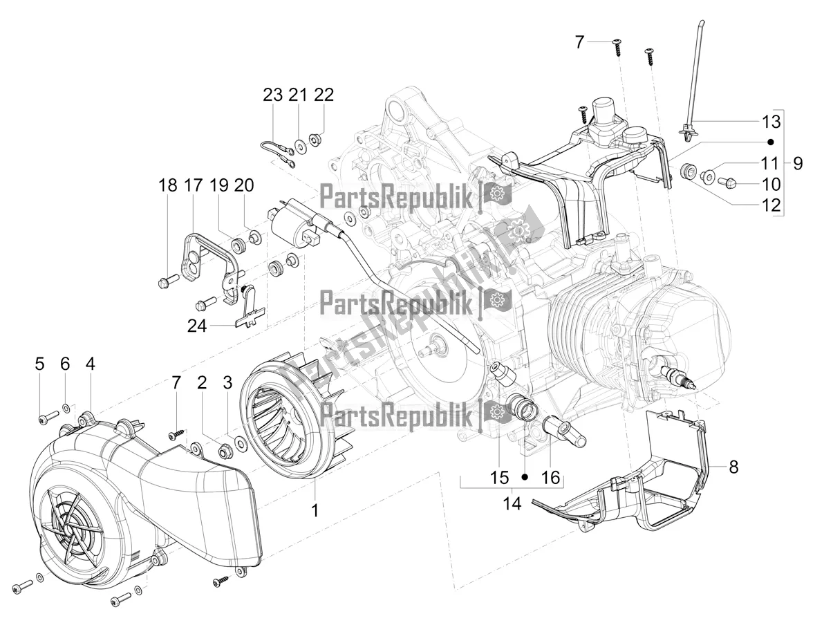 Toutes les pièces pour le Couvercle Magnéto Volant - Filtre à Huile du Vespa SXL 150 4T 3V Apac 2022