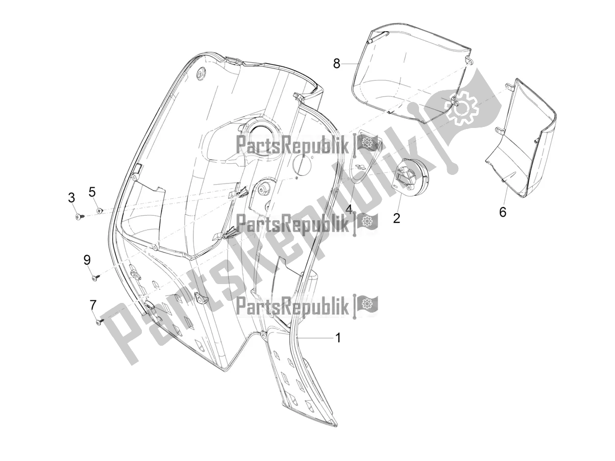 All parts for the Front Glove-box - Knee-guard Panel of the Vespa SXL 150 4T 3V Apac 2022