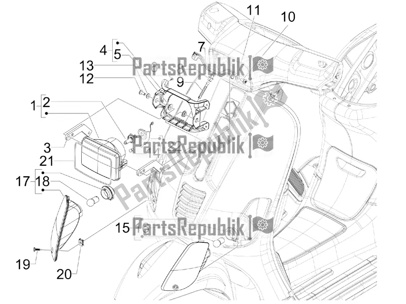 Alle onderdelen voor de Koplampen - Richtingaanwijzers van de Vespa SXL 150 4T 3V Apac 2022