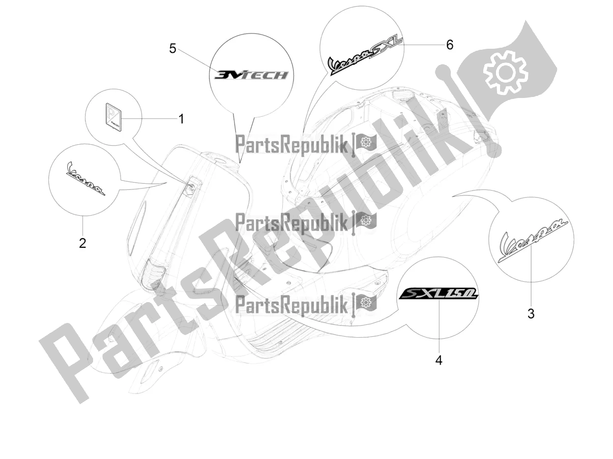 All parts for the Plates - Emblems of the Vespa SXL 150 4T 3V Apac 2022