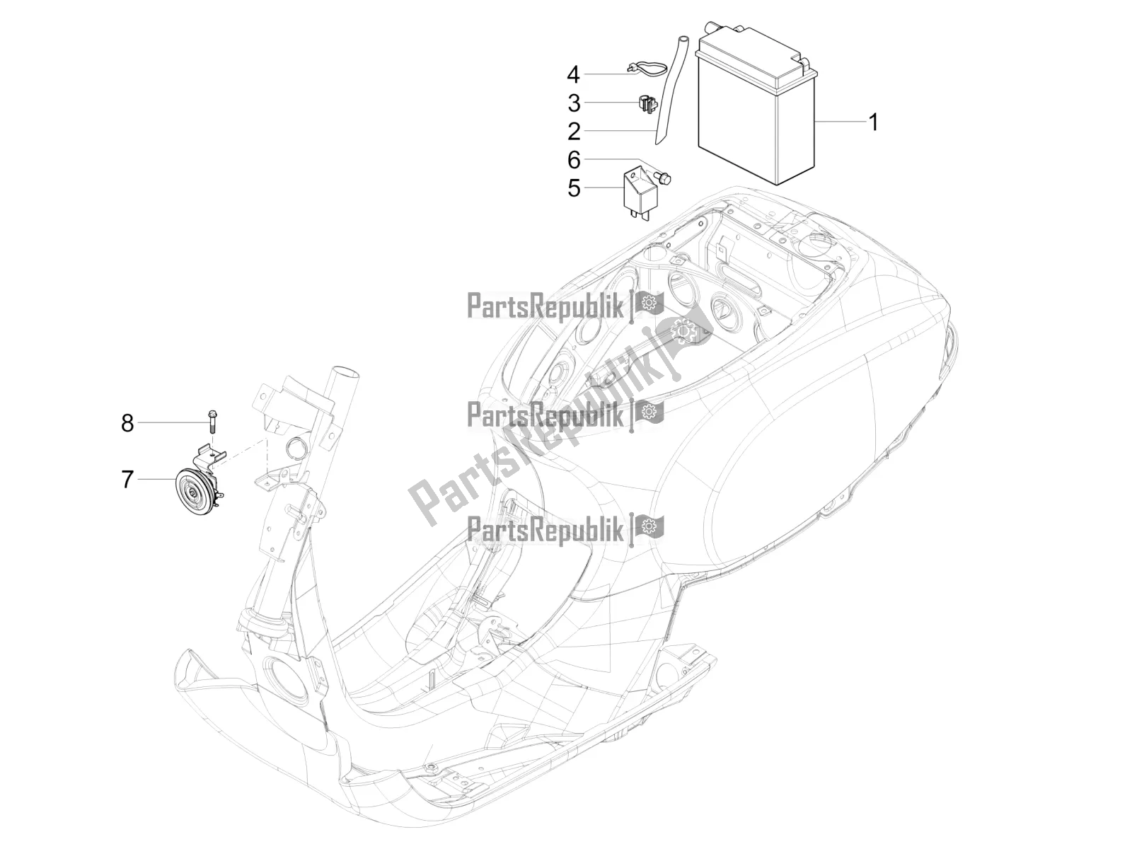 All parts for the Remote Control Switches - Battery - Horn of the Vespa SXL 150 4T 3V Apac 2022