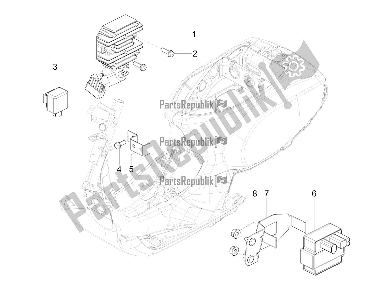 All parts for the Voltage Regulators - Electronic Control Units (ecu) - H. T. Coil of the Vespa SXL 150 4T 3V Apac 2022