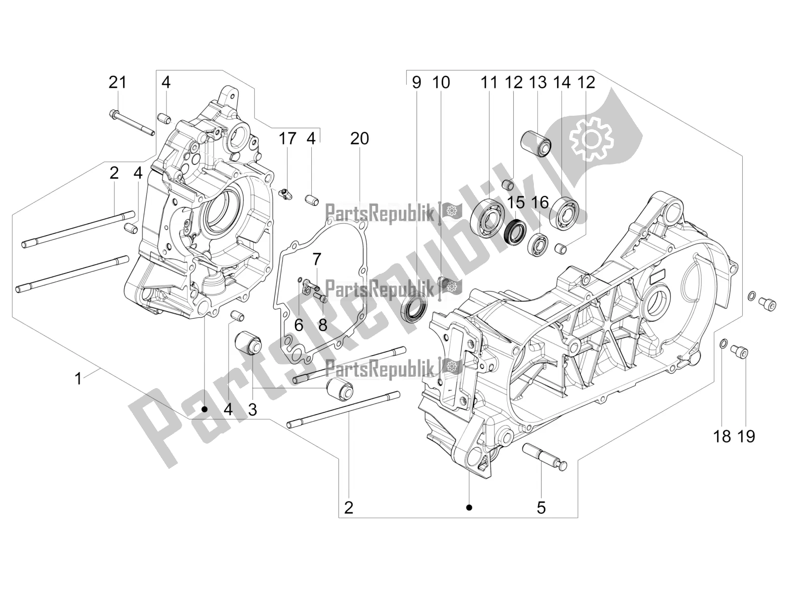 Tutte le parti per il Carter del Vespa VX-VXL-SXL 150 4T 3V Apac 2016