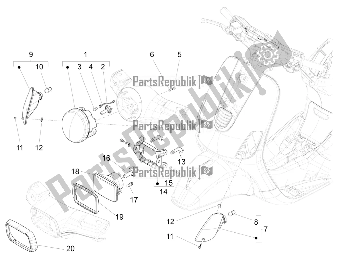 Todas as partes de Faróis Dianteiros - Luzes De Pisca do Vespa VX-VXL-SXL 150 4T 3V Apac 2016