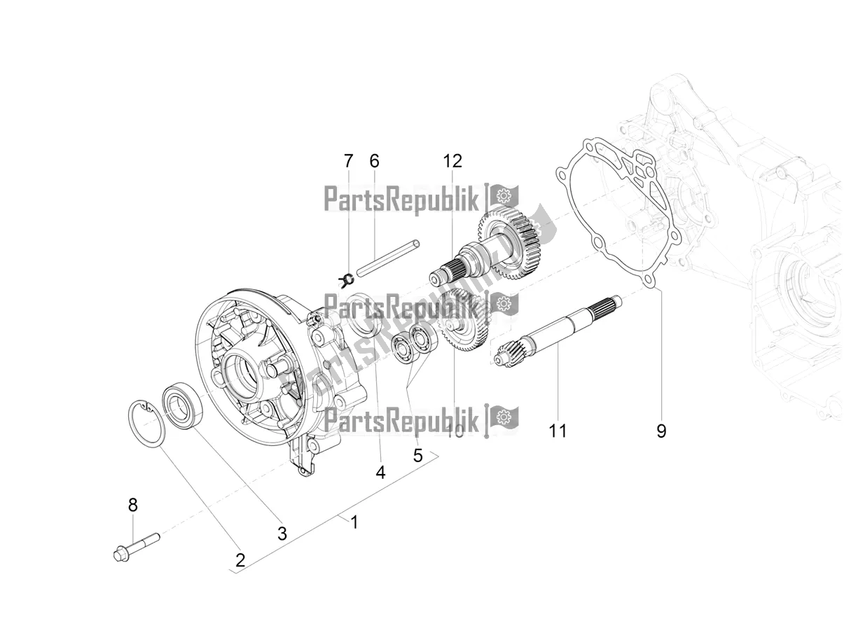 All parts for the Reduction Unit of the Vespa VX-VXL-SXL 150 4T 3V Apac 2016
