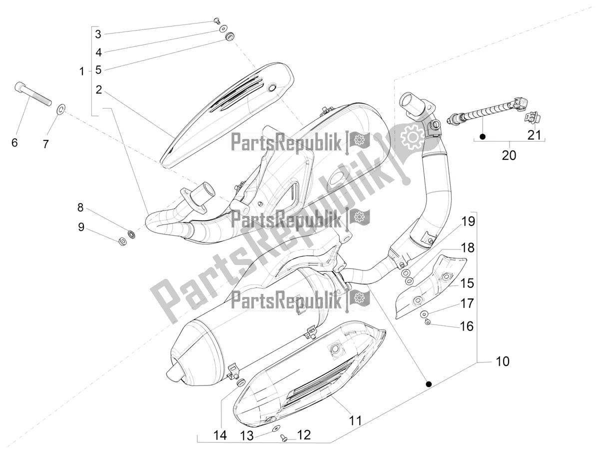 All parts for the Silencer of the Vespa VX-VXL-SXL 150 4T 3V Apac 2016