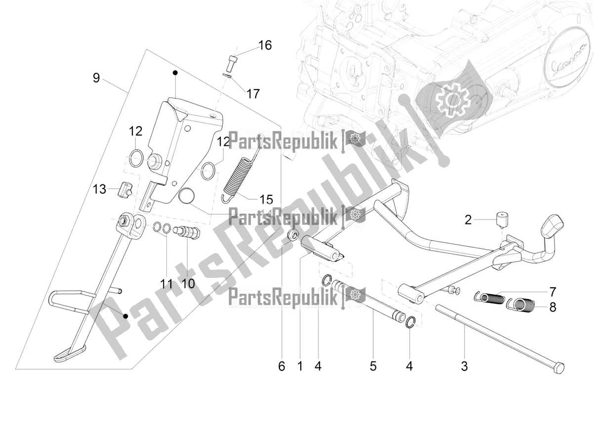 All parts for the Stand/s of the Vespa VX-VXL-SXL 150 4T 3V Apac 2016