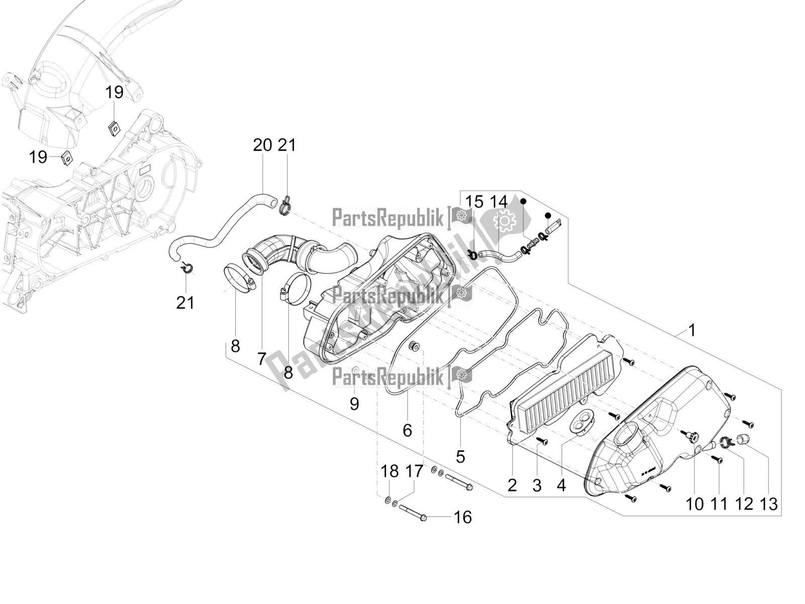 Toutes les pièces pour le Filtre à Air du Vespa VX-VXL-SXL 150 4T 3V Apac 2017