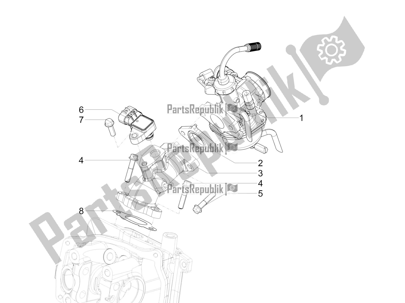 All parts for the Carburettor, Assembly - Union Pipe of the Vespa VX-VXL-SXL 150 4T 3V Apac 2017