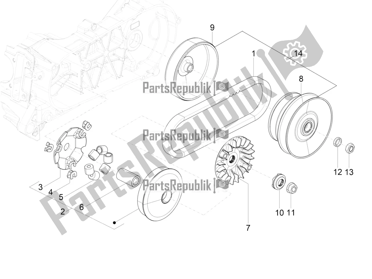 All parts for the Driving Pulley of the Vespa VX-VXL-SXL 150 4T 3V Apac 2017