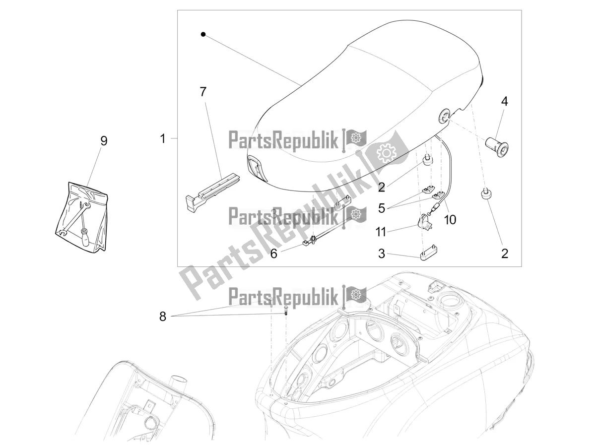 All parts for the Saddle/seats of the Vespa VX-VXL-SXL 150 4T 3V Apac 2017