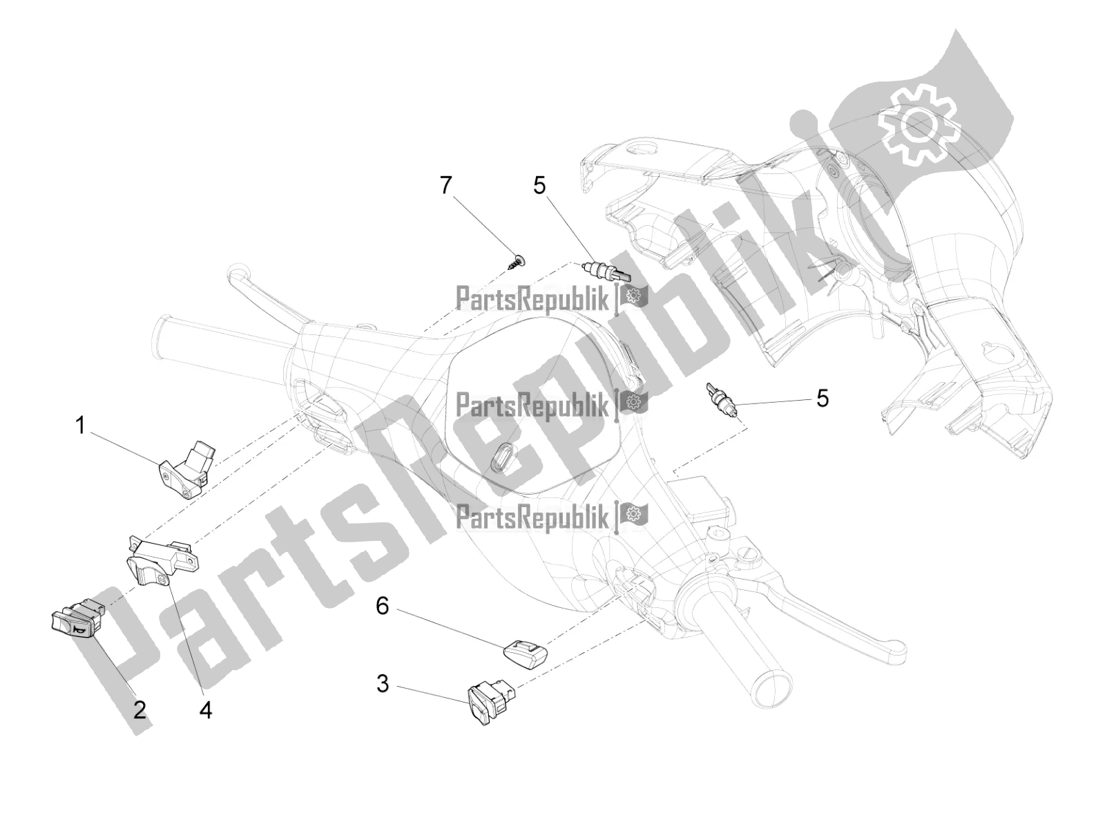 All parts for the Selectors - Switches - Buttons of the Vespa VX-VXL-SXL 150 4T 3V Apac 2017