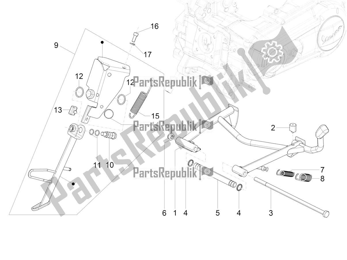 All parts for the Stand/s of the Vespa VX-VXL-SXL 150 4T 3V Apac 2017