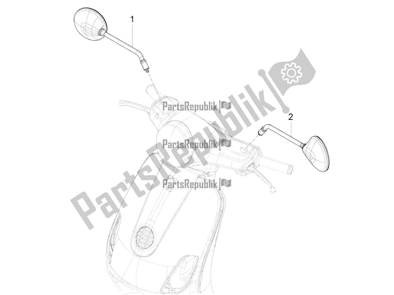 Toutes les pièces pour le Miroir (s) De Conduite du Vespa VX-VXL-SXL 150 4T 3V Apac 2018