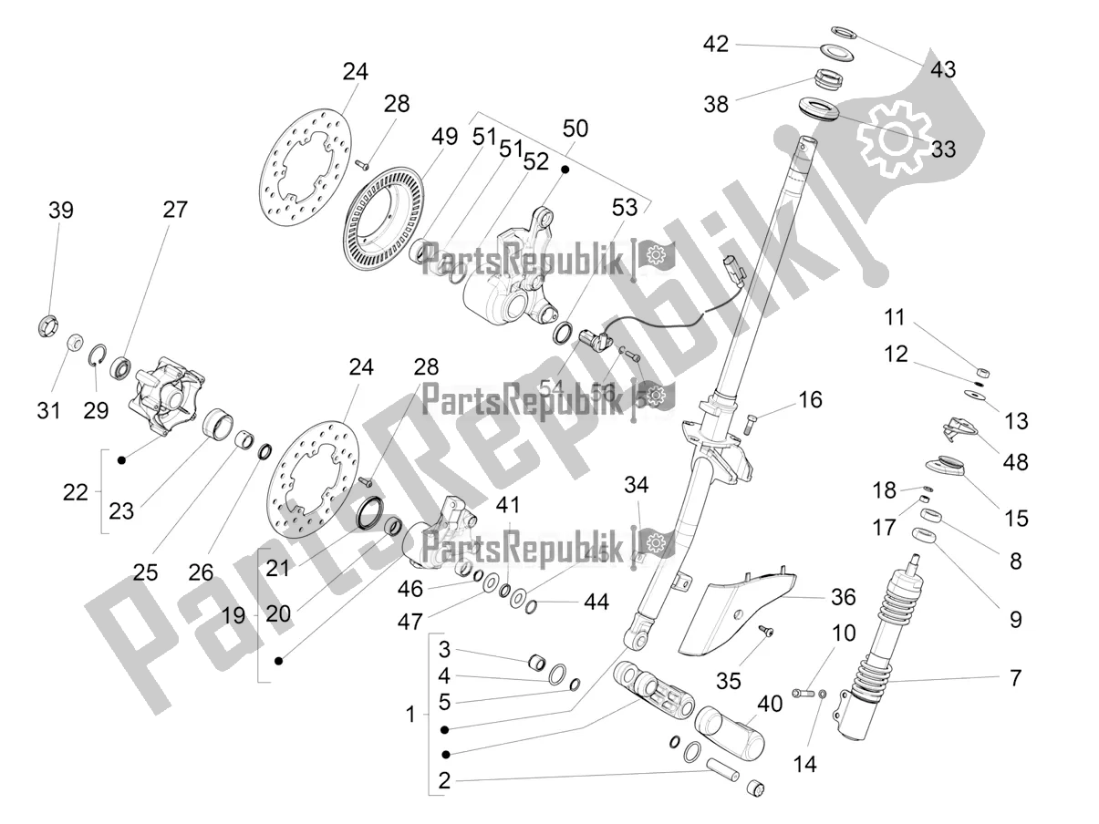 Toutes les pièces pour le Fourche / Tube De Direction - Palier De Direction du Vespa VX-VXL-SXL 150 4T 3V Apac 2018