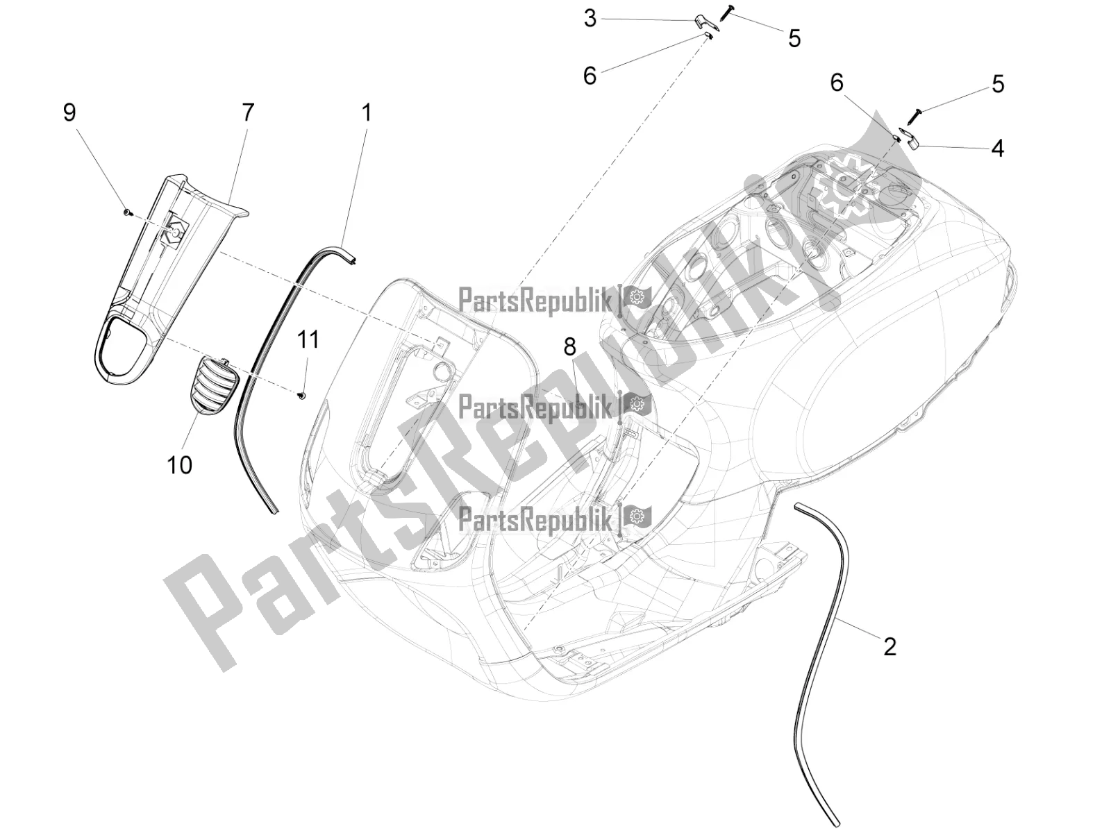 Toutes les pièces pour le Bouclier Avant du Vespa VX-VXL-SXL 150 4T 3V Apac 2018