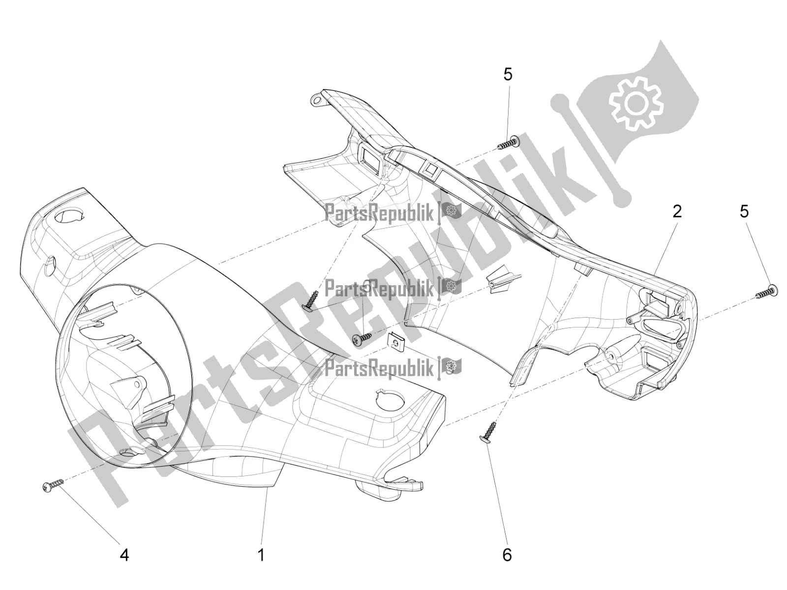 All parts for the Handlebars Coverages of the Vespa VX-VXL-SXL 150 4T 3V Apac 2018