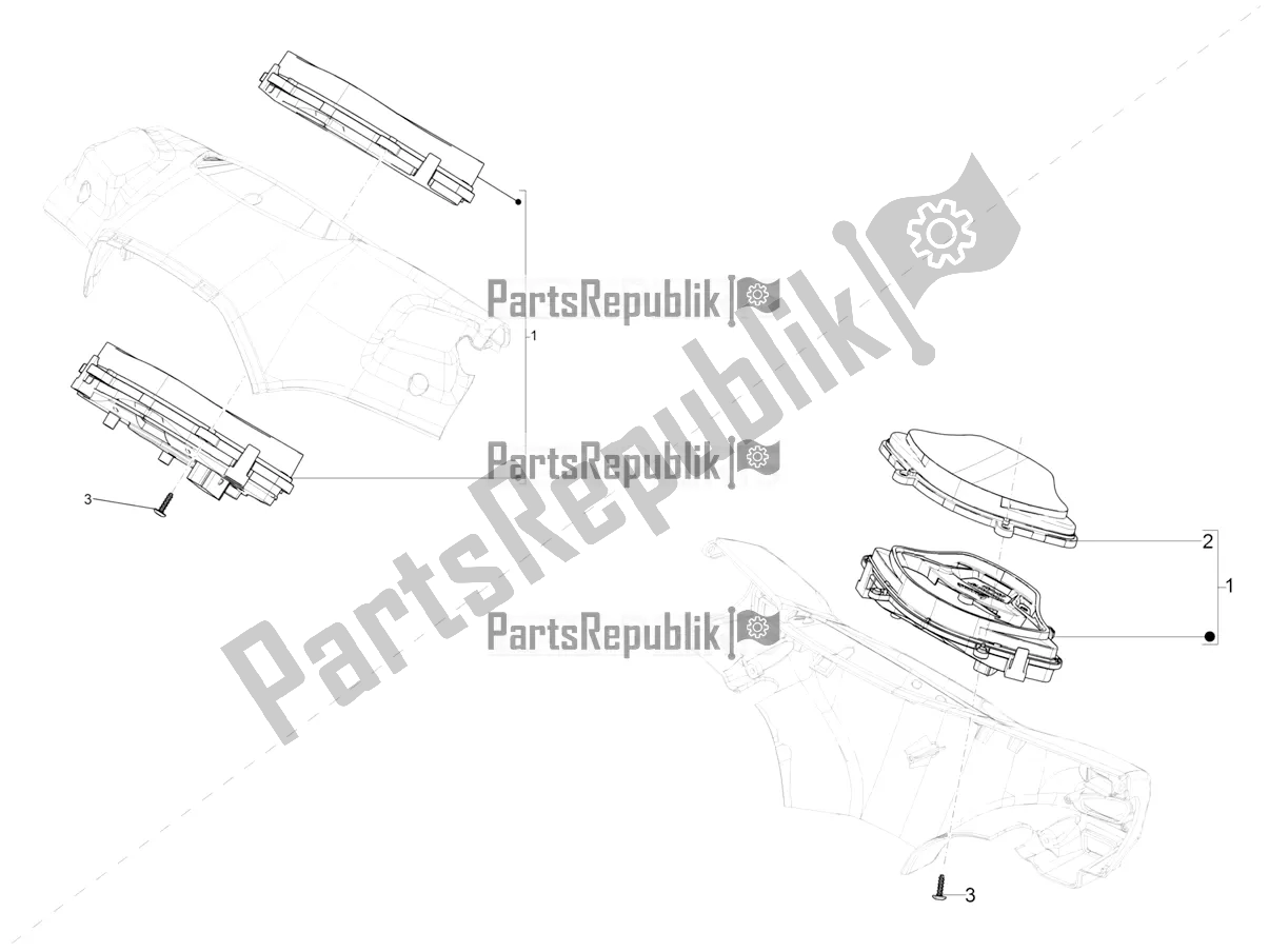 Tutte le parti per il Combinazione Metro - Cruscotto del Vespa VX-VXL-SXL 150 4T 3V Apac 2018