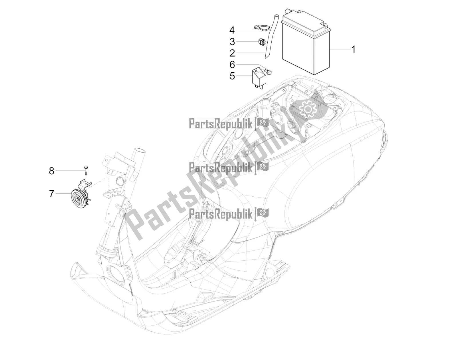 Tutte le parti per il Interruttori Del Telecomando - Batteria - Avvisatore Acustico del Vespa VX-VXL-SXL 150 4T 3V Apac 2018