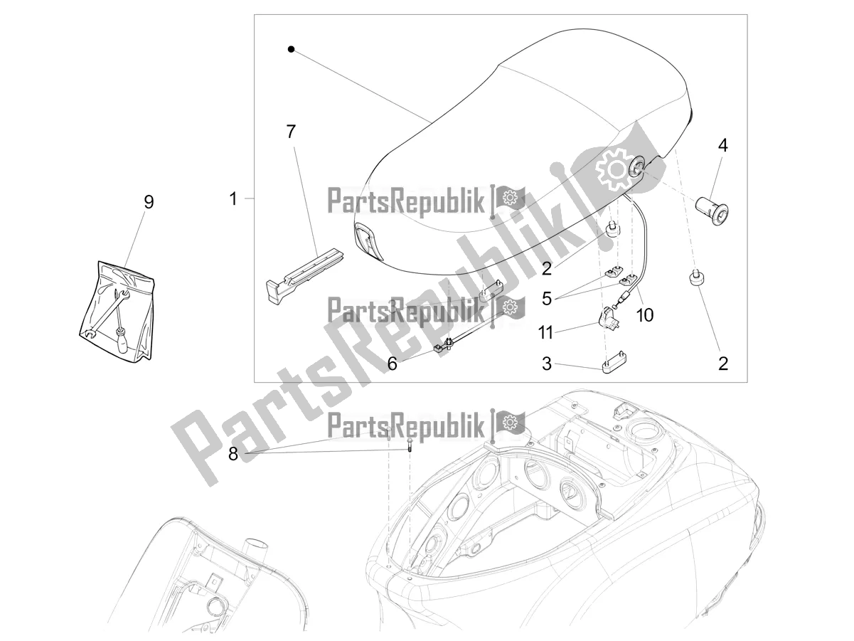 All parts for the Saddle/seats of the Vespa VX-VXL-SXL 150 4T 3V Apac 2018