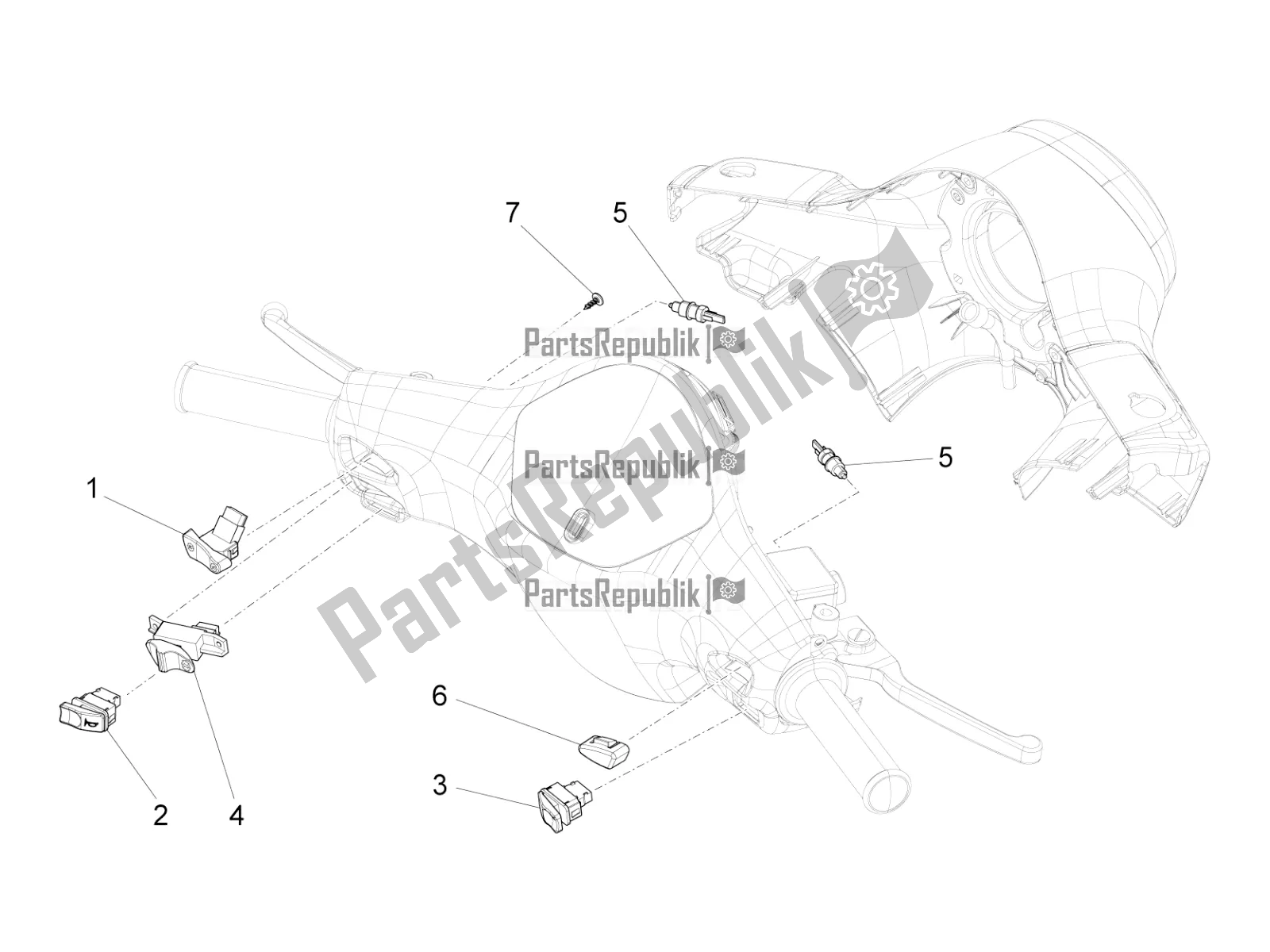 Toutes les pièces pour le Sélecteurs - Interrupteurs - Boutons du Vespa VX-VXL-SXL 150 4T 3V Apac 2018