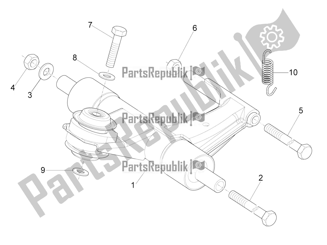 All parts for the Swinging Arm of the Vespa VX-VXL-SXL 150 4T 3V Apac 2018