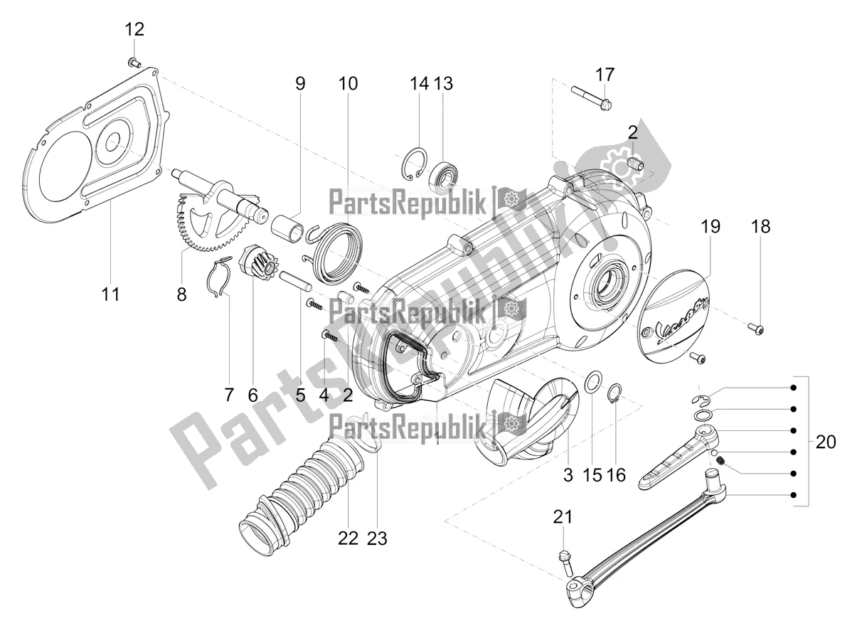 Toutes les pièces pour le Couvercle De Carter - Refroidissement Du Carter du Vespa VX-VXL-SXL 150 4T 3V Apac 2019