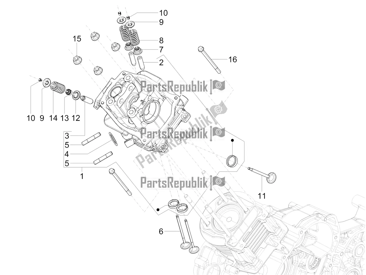 Wszystkie części do Cylinder Head Unit - Valve Vespa VX-VXL-SXL 150 4T 3V Apac 2019