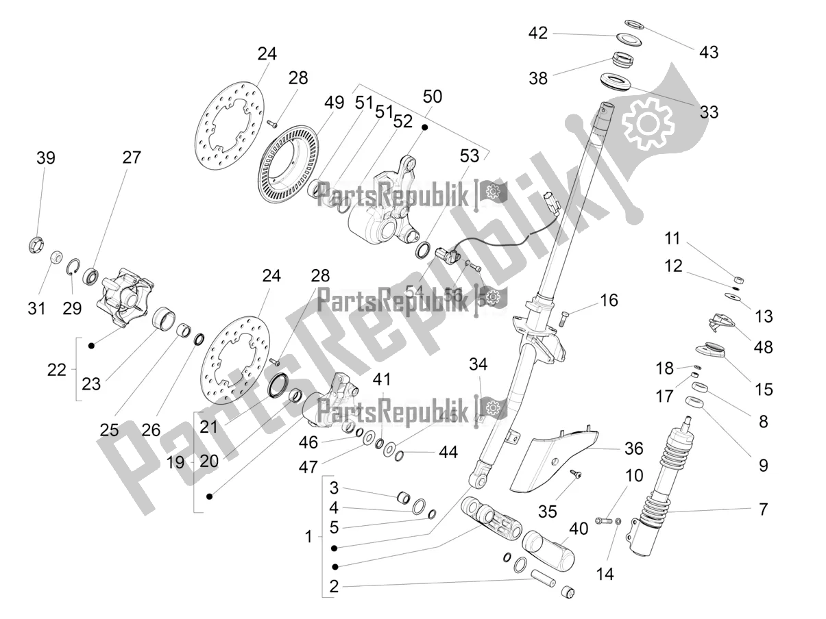 Toutes les pièces pour le Fourche / Tube De Direction - Palier De Direction du Vespa VX-VXL-SXL 150 4T 3V Apac 2019