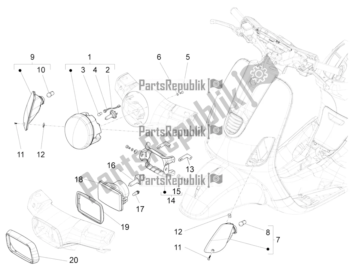 All parts for the Front Headlamps - Turn Signal Lamps of the Vespa VX-VXL-SXL 150 4T 3V Apac 2019