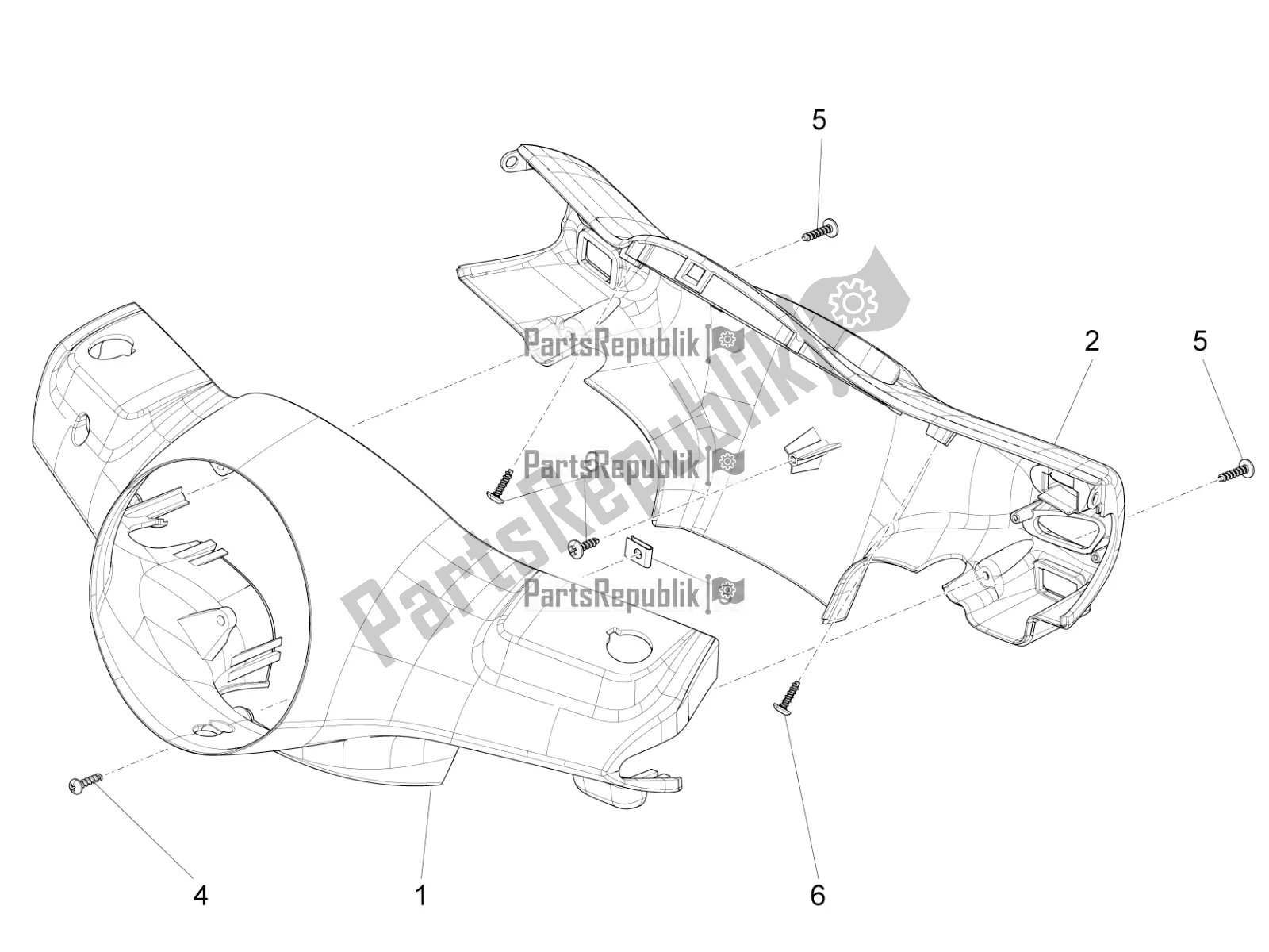 Alle onderdelen voor de Stuurbedekkingen van de Vespa VX-VXL-SXL 150 4T 3V Apac 2019