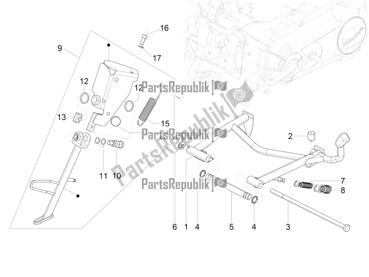 All parts for the Stand/s of the Vespa VX-VXL-SXL 150 4T 3V Apac 2019