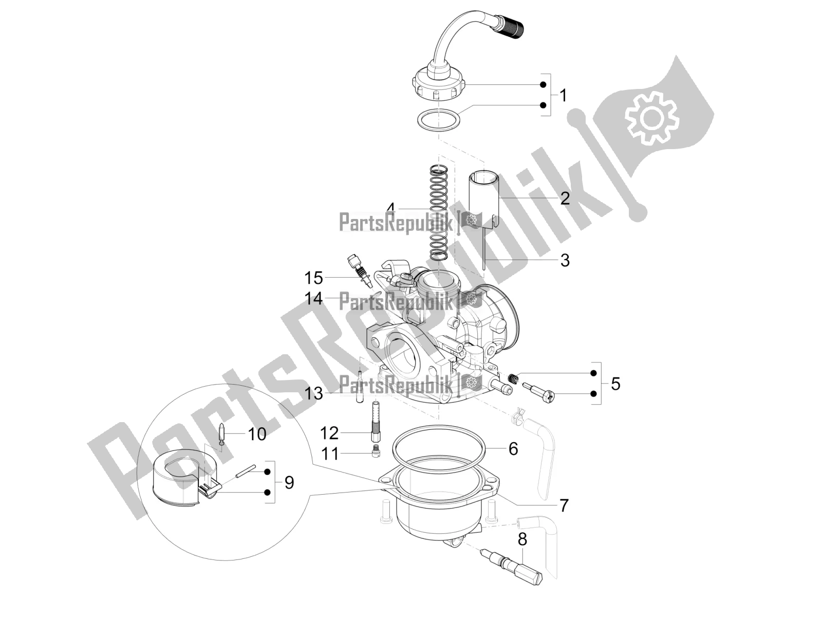 All parts for the Carburetor's Components of the Vespa VX-VXL-SXL 150 4T 3V Apac 2020