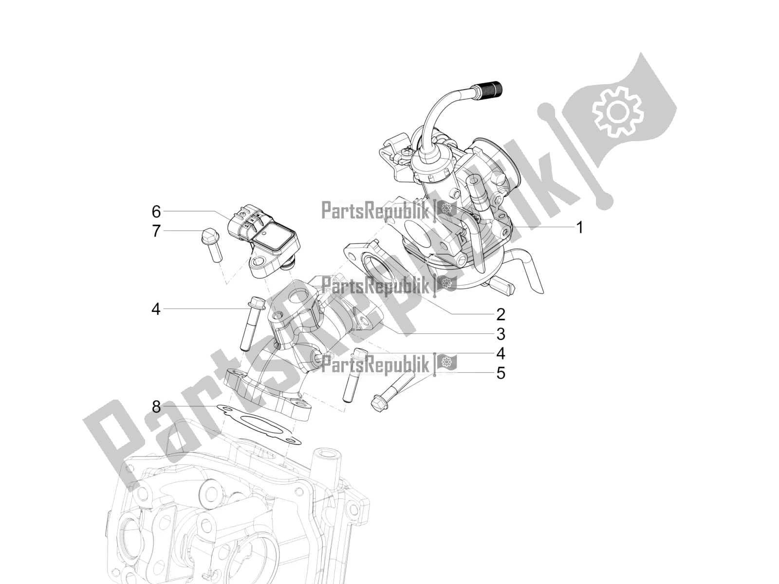 All parts for the Carburettor, Assembly - Union Pipe of the Vespa VX-VXL-SXL 150 4T 3V Apac 2020