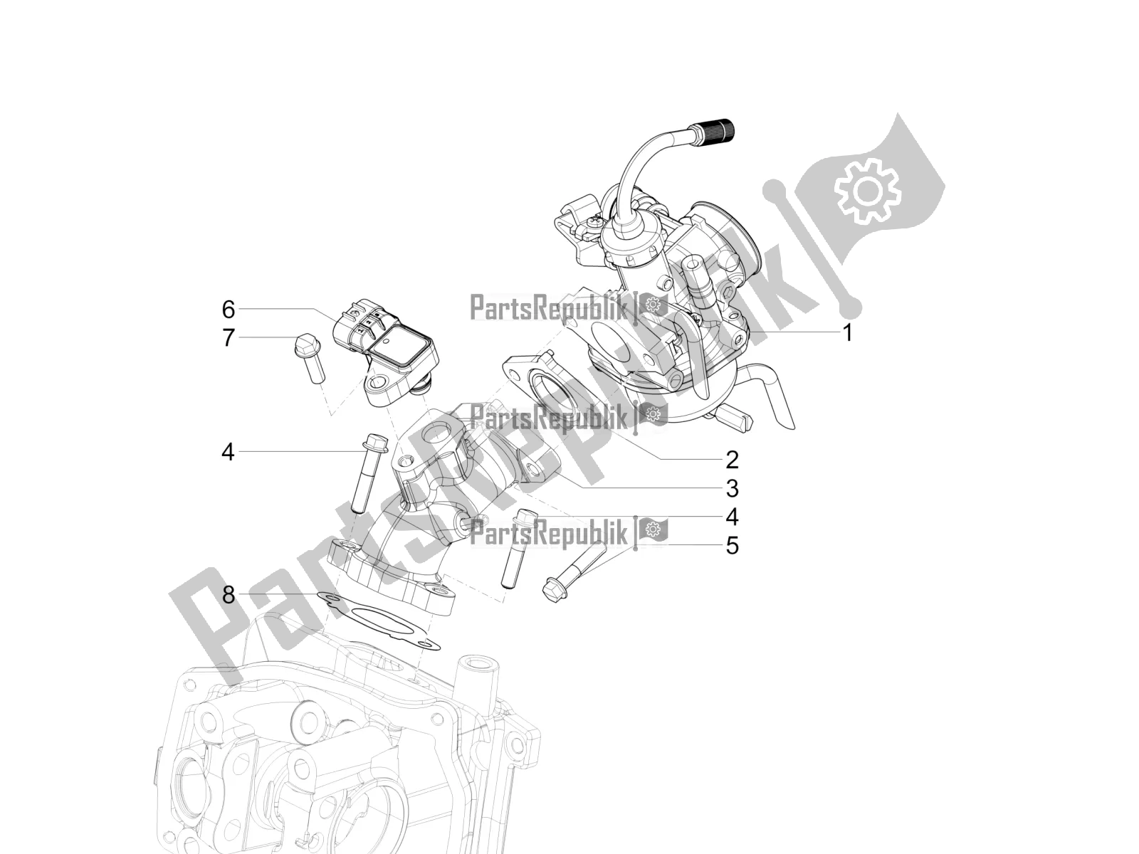 Tutte le parti per il Carburatore, Gruppo - Raccordo del Vespa VX-VXL-SXL 150 4T 3V Apac 2020