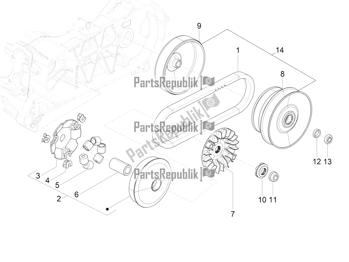 Tutte le parti per il Puleggia Motrice del Vespa VX-VXL-SXL 150 4T 3V Apac 2020