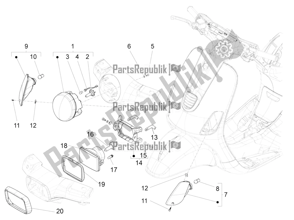 Tutte le parti per il Fari Anteriori - Indicatori Di Direzione del Vespa VX-VXL-SXL 150 4T 3V Apac 2020