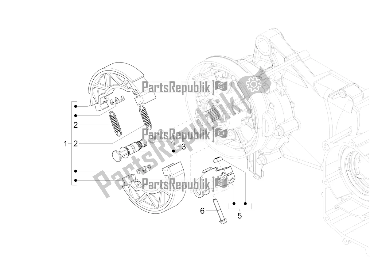All parts for the Rear Brake - Brake Jaw of the Vespa VX-VXL-SXL 150 4T 3V Apac 2020