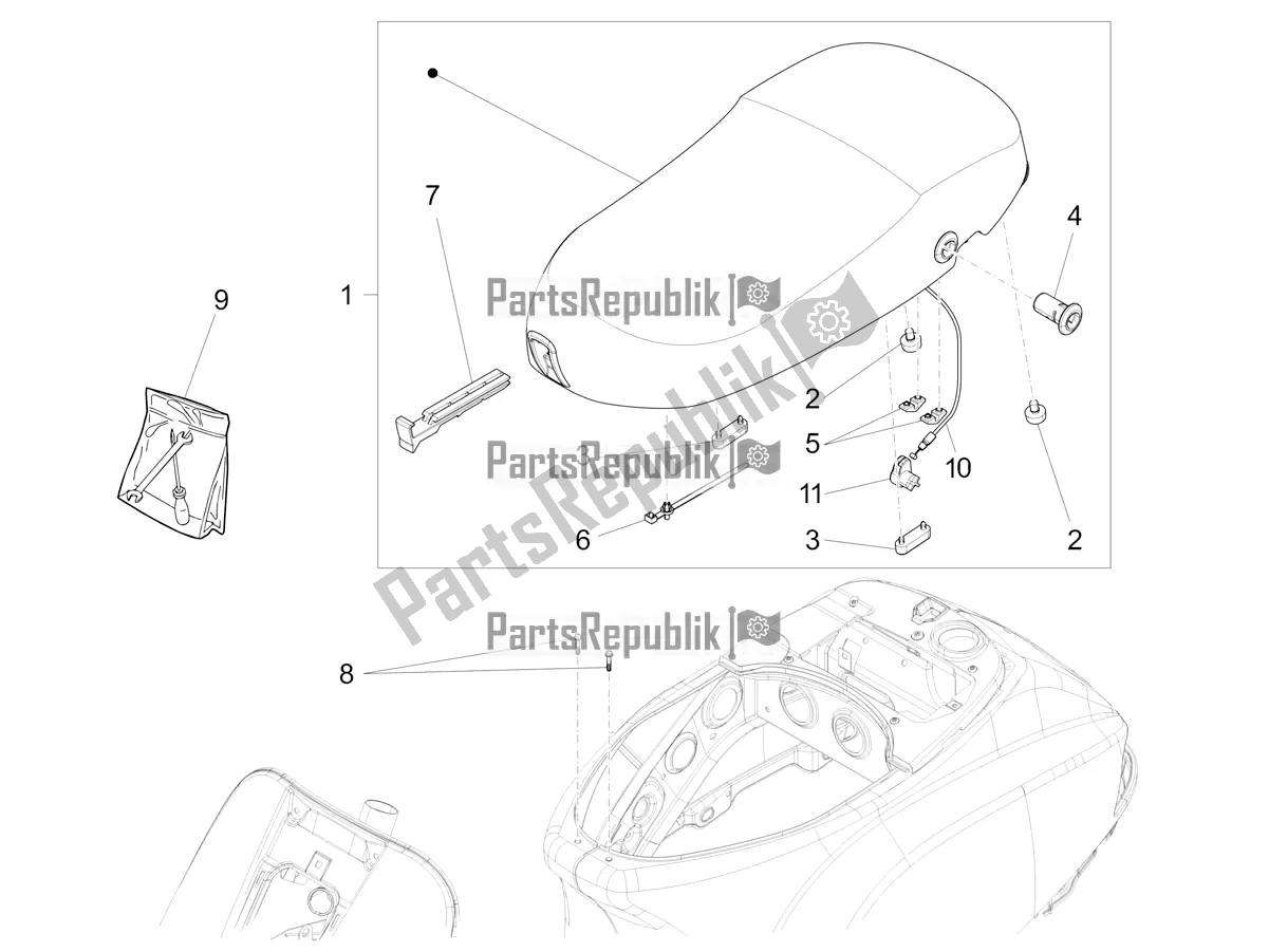 All parts for the Saddle/seats of the Vespa VX-VXL-SXL 150 4T 3V Apac 2020
