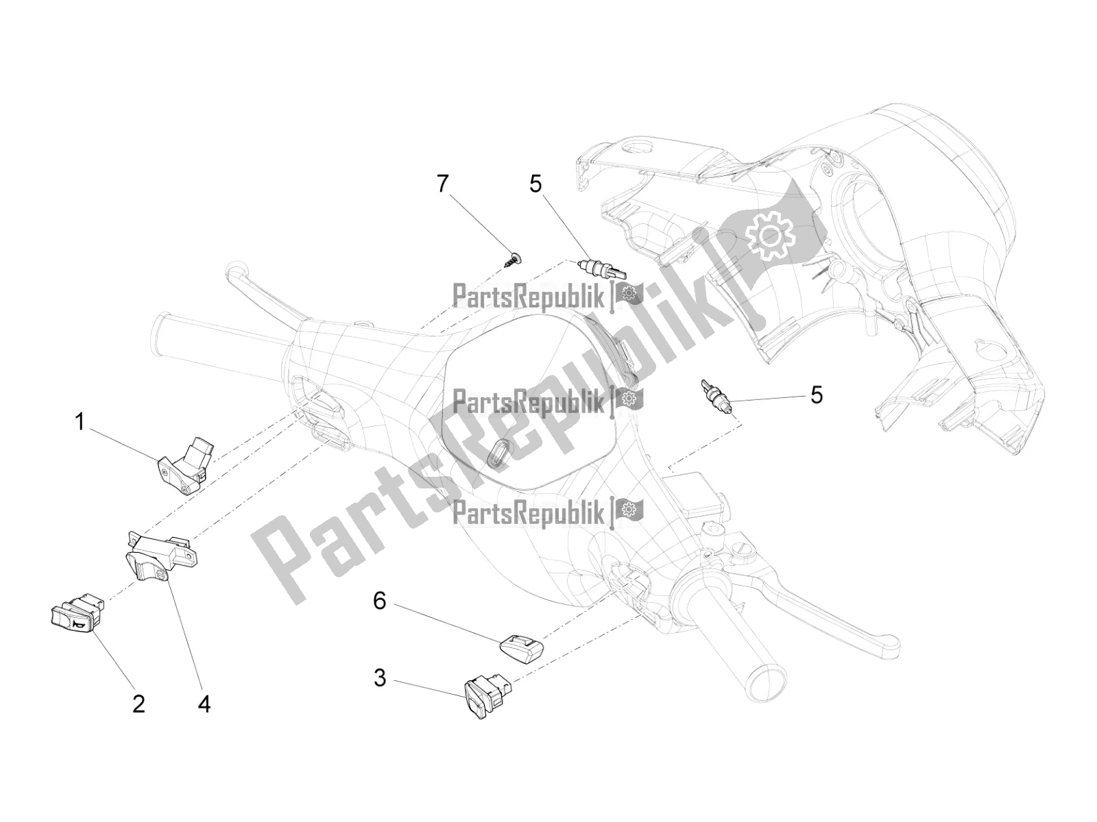 All parts for the Selectors - Switches - Buttons of the Vespa VX-VXL-SXL 150 4T 3V Apac 2020