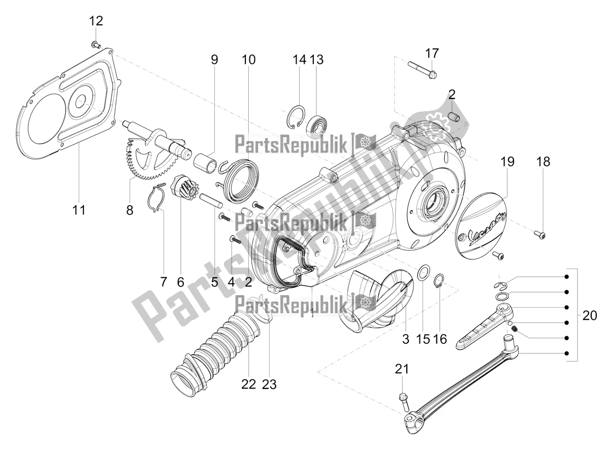 Todas las partes para Tapa Del Cárter - Enfriamiento Del Cárter de Vespa VX-VXL-SXL 150 4T 3V Apac 2021