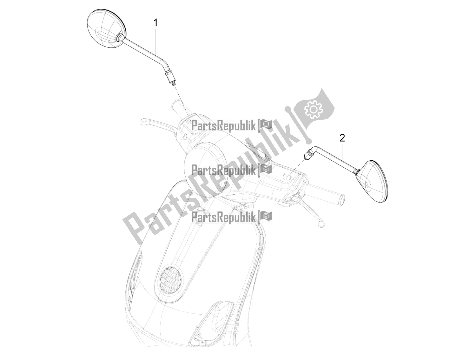 Toutes les pièces pour le Miroir (s) De Conduite du Vespa VX-VXL-SXL 150 4T 3V Apac 2021